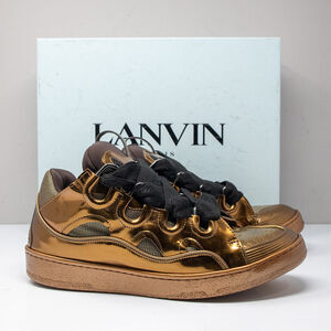 Lanvin Curb Chunky Gold Leather Sneakers, Men's 46 EU (13 US)